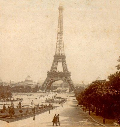 View of Eiffel Tower and Galerie des Machines from Jardins du Trocadéro, Paris, France c. 1889 by Unknown